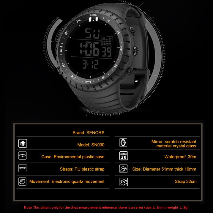 SENORS Mens Digital sports Watch