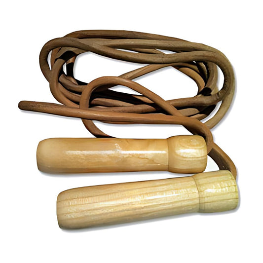 Jump Rope Wooden Handle with Leather Rope